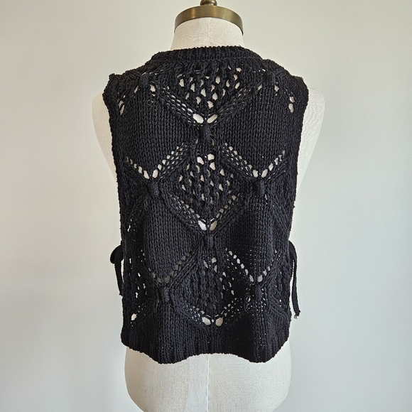 Zara Black Crochet Side Tie Top - Picture 3 of 4